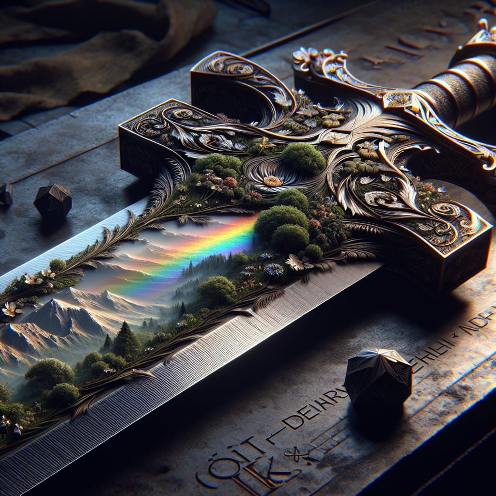 Nature's Grandeur in Hyper-Detailed Swordwork