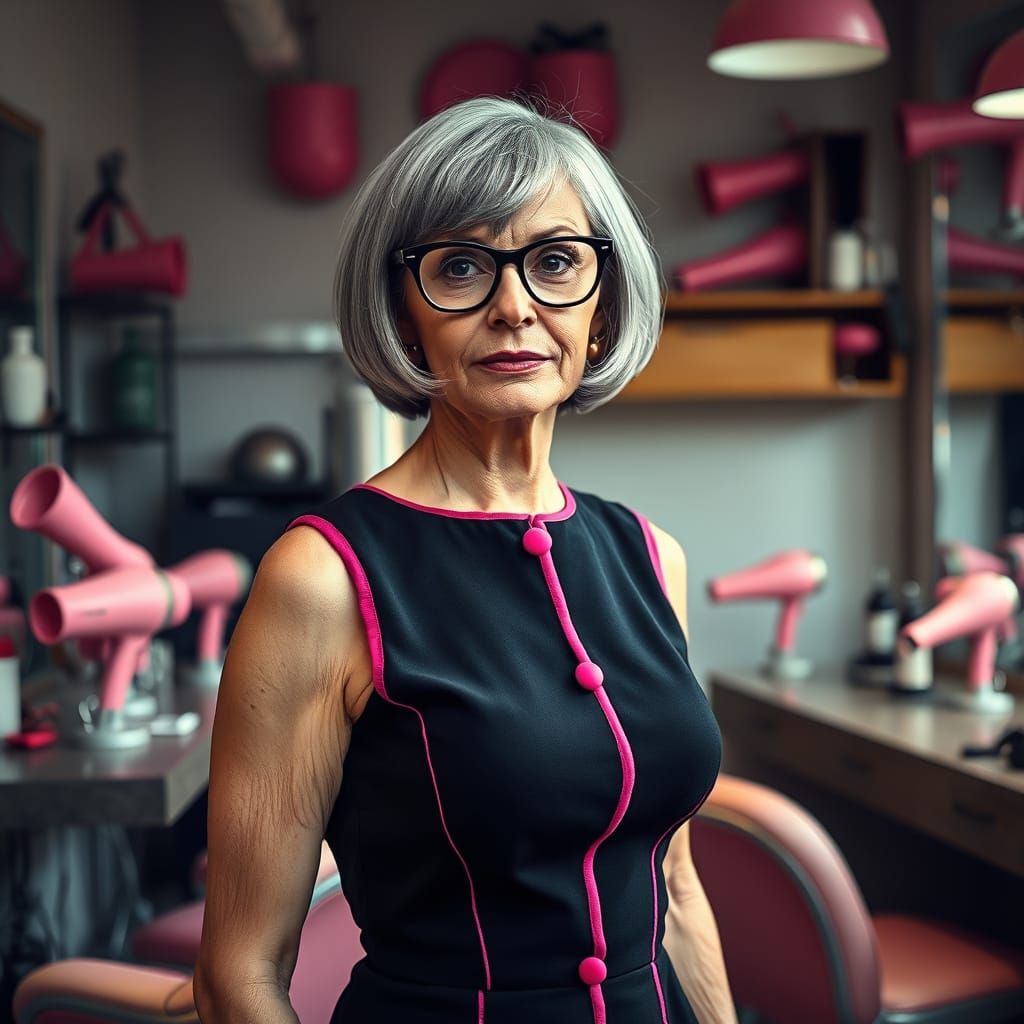 Elegant Salon Owner in Vintage Salon: Helmut Newton Style