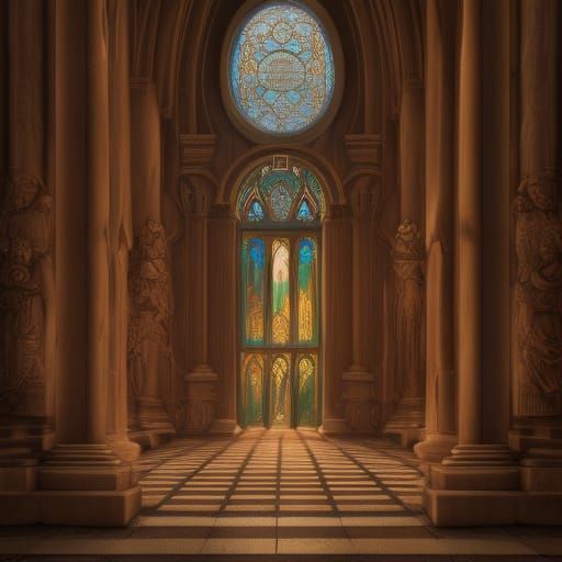 Renaissance Labyrinth Greenhouse with Marble Pillars