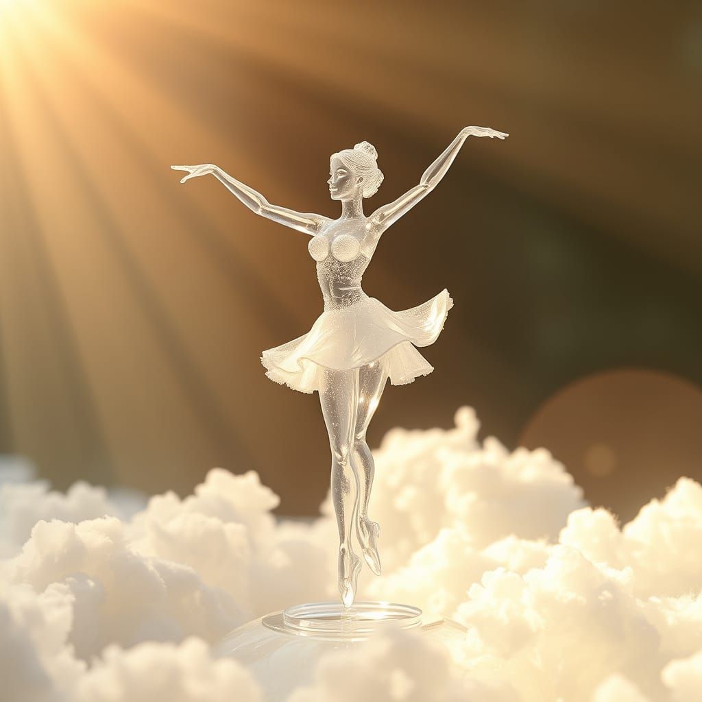 PERSONNAGE EN CRISTAL, UNE DANSEUSE DEBOUT QUI TOURNE SUR ELLE MEME, belle lumière heavenly sunshine beams divine bright...