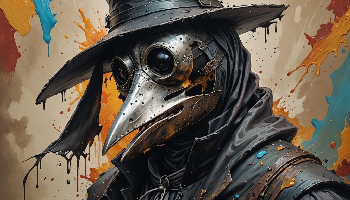 Dramatic Plague Doctor in Hyperrealistic Style