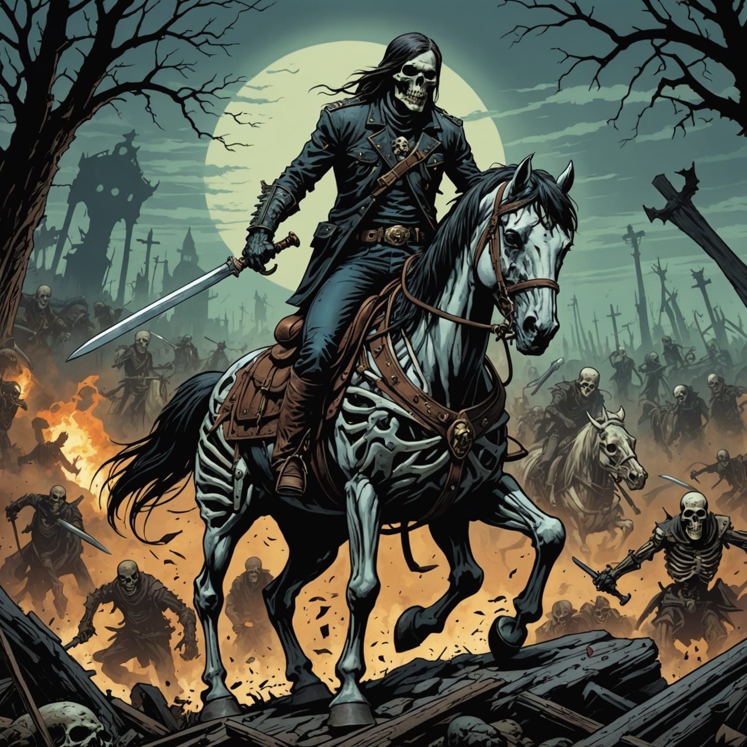 Death Rides a Zombie Horse: Comic Book Art