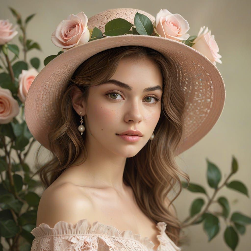 Elegant Portrait of a Young Woman with Roses