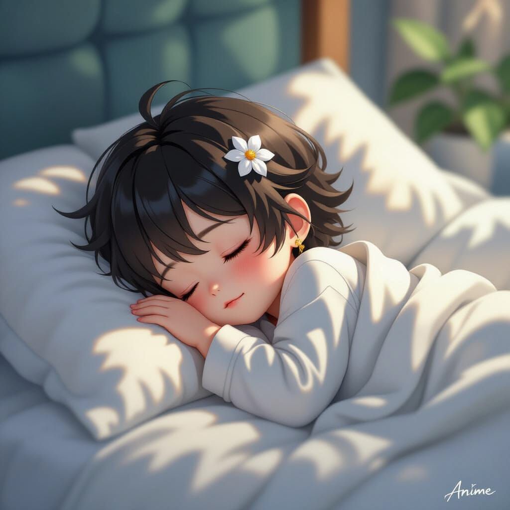 Sleeping Baby in 3D Anime Concept Art Style