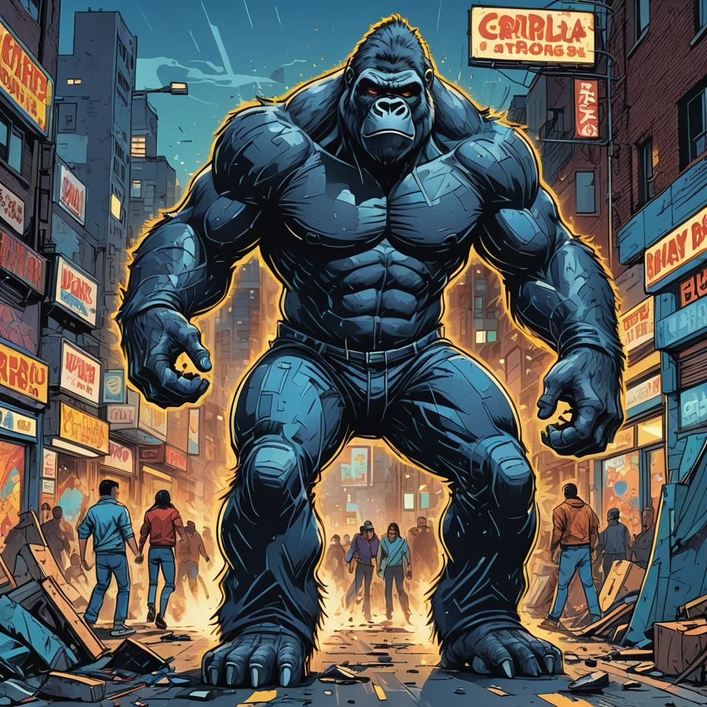Man Turns Into Gorilla in Retro Comic Style