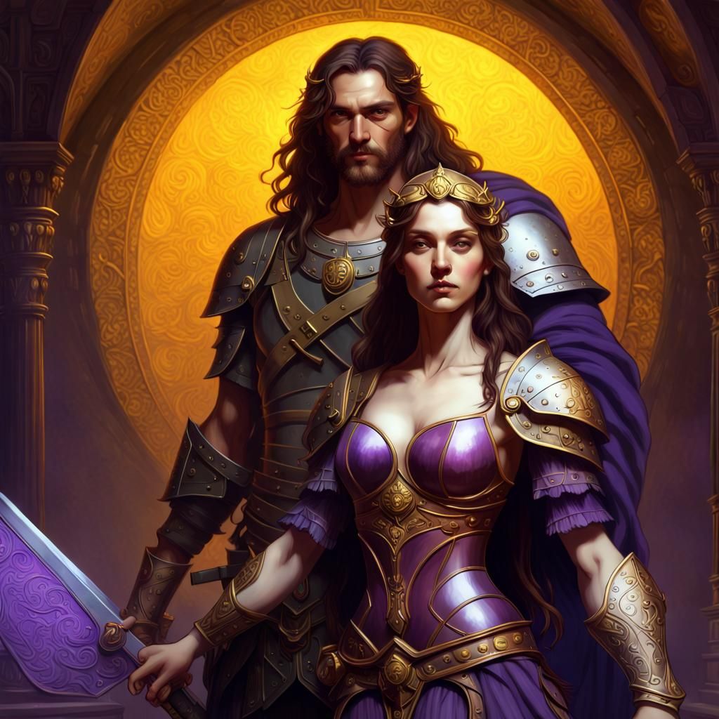 Warrior and Lover, Renaissance-Style Fantasy Portrait