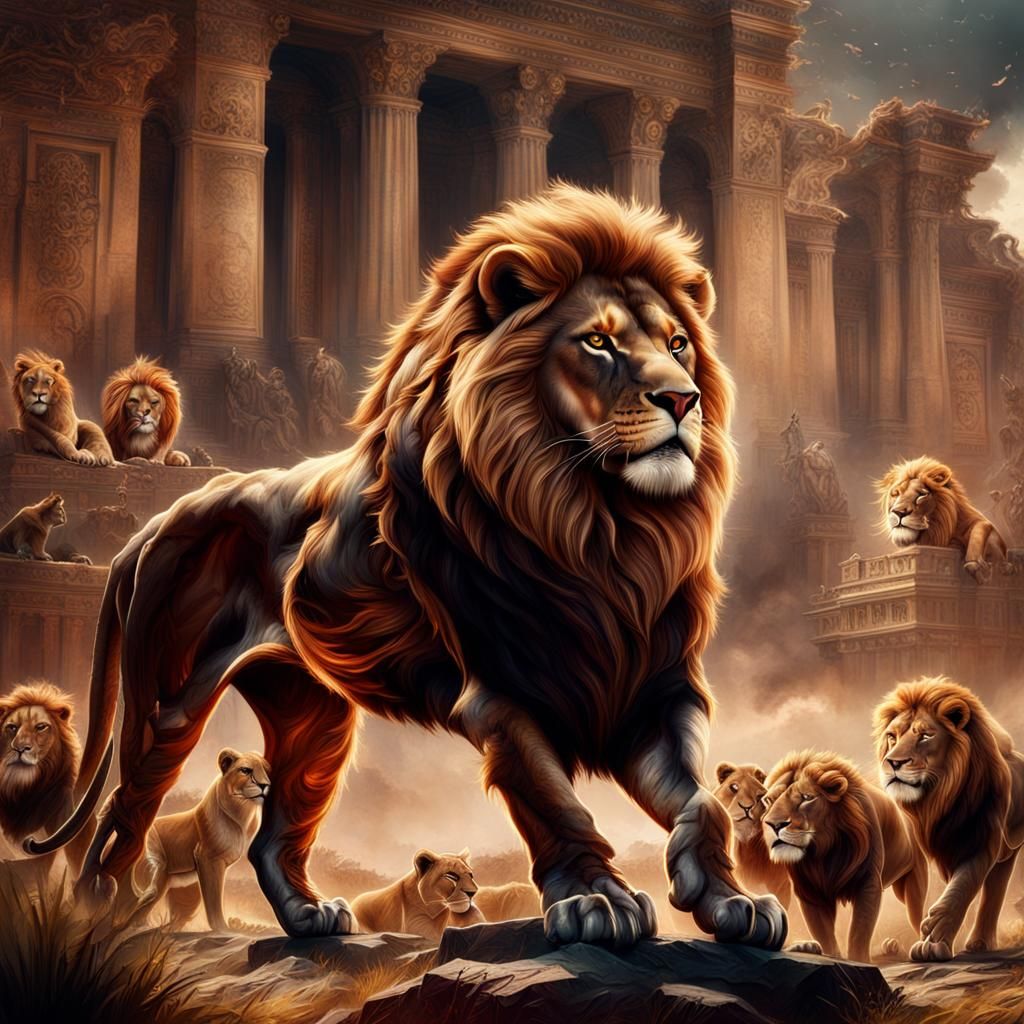 Epic Lions in Dramatic Digital Matte Painting