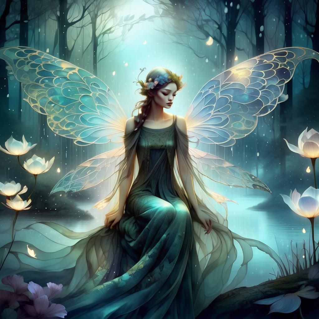 Ethereal Fairy Dance in Moonlight: Hyperrealistic Art