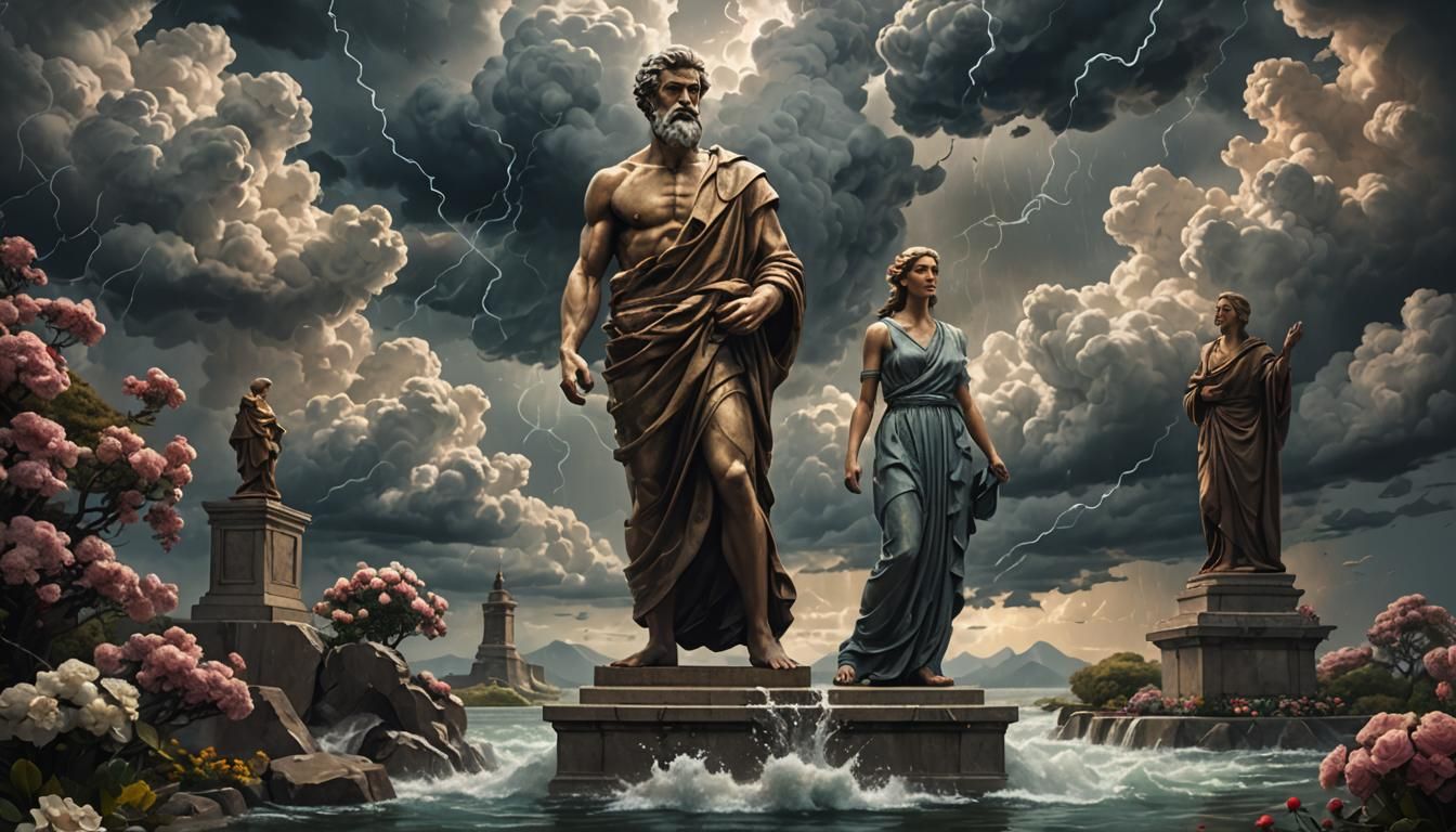 Stoic Balance: Dating Couple in Chiaroscuro Lighting