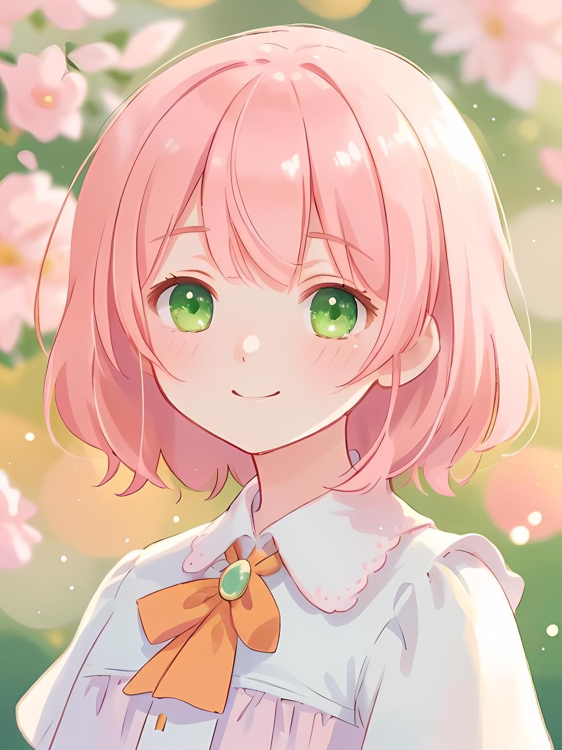 Portrait of a Smiling Woman with Pink Hair