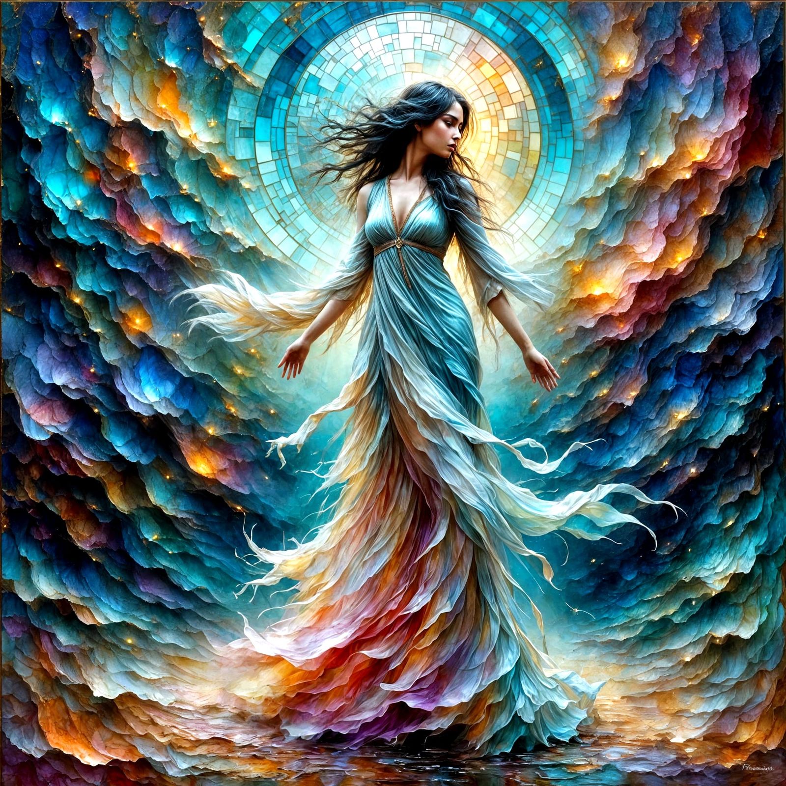 Ethereal Impressionistic Hourglass at Universe End