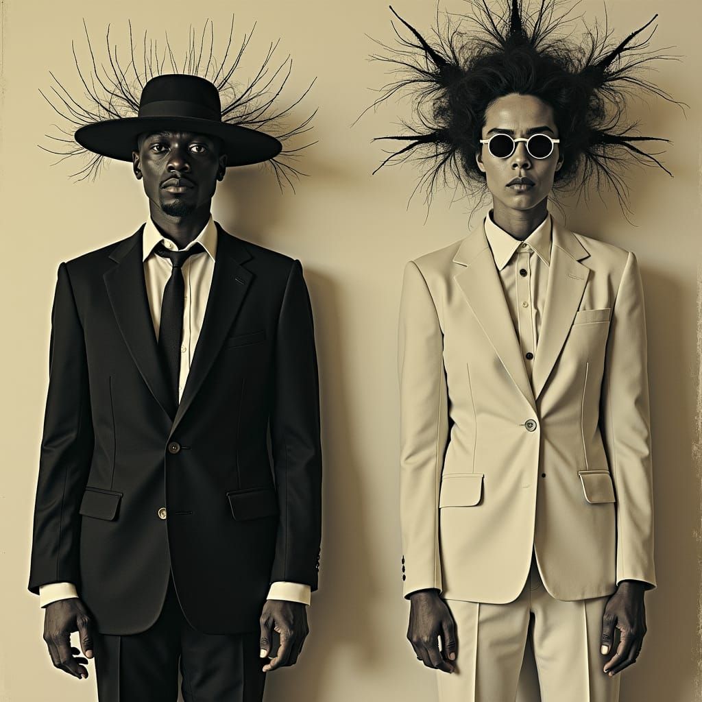 Surreal Silenced Scene Inspired by Pollock and Kubrick