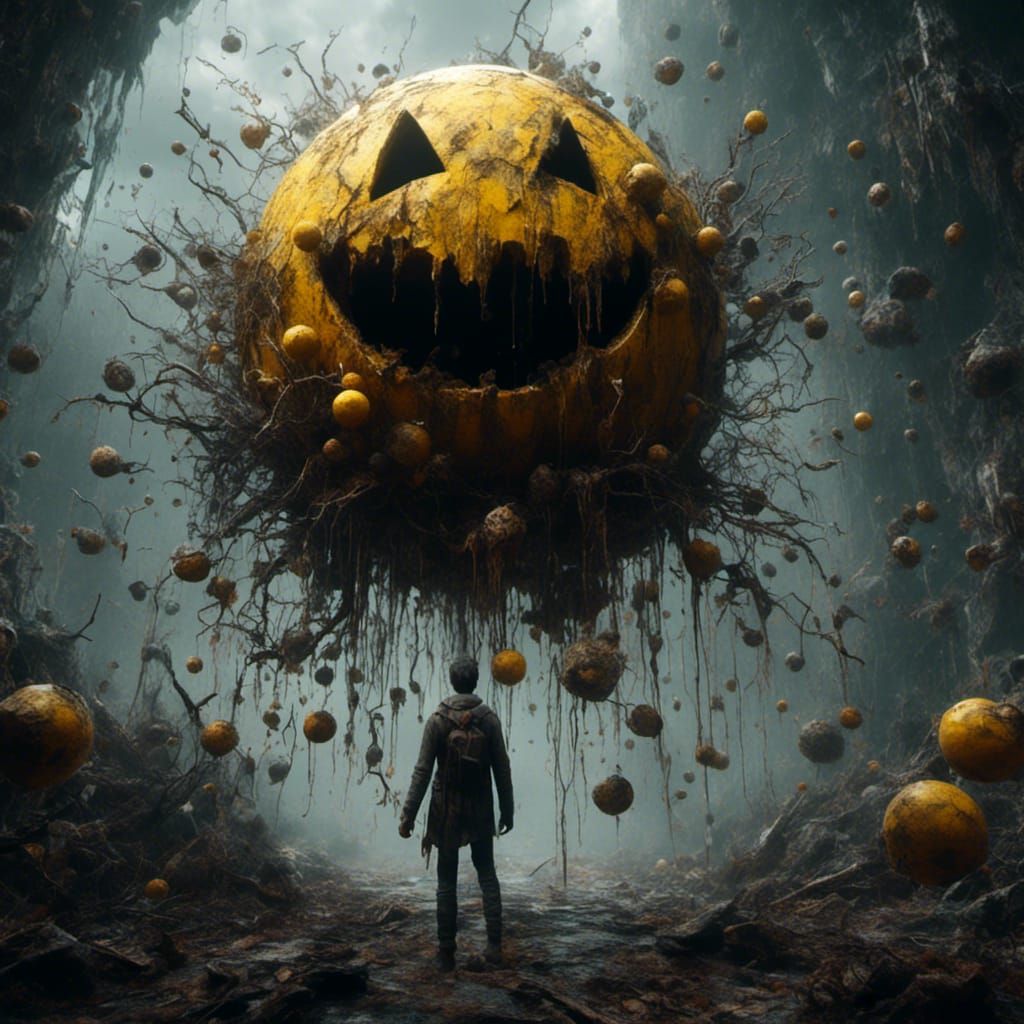 Man with Smiley Face Head: Detailed Digital Painting