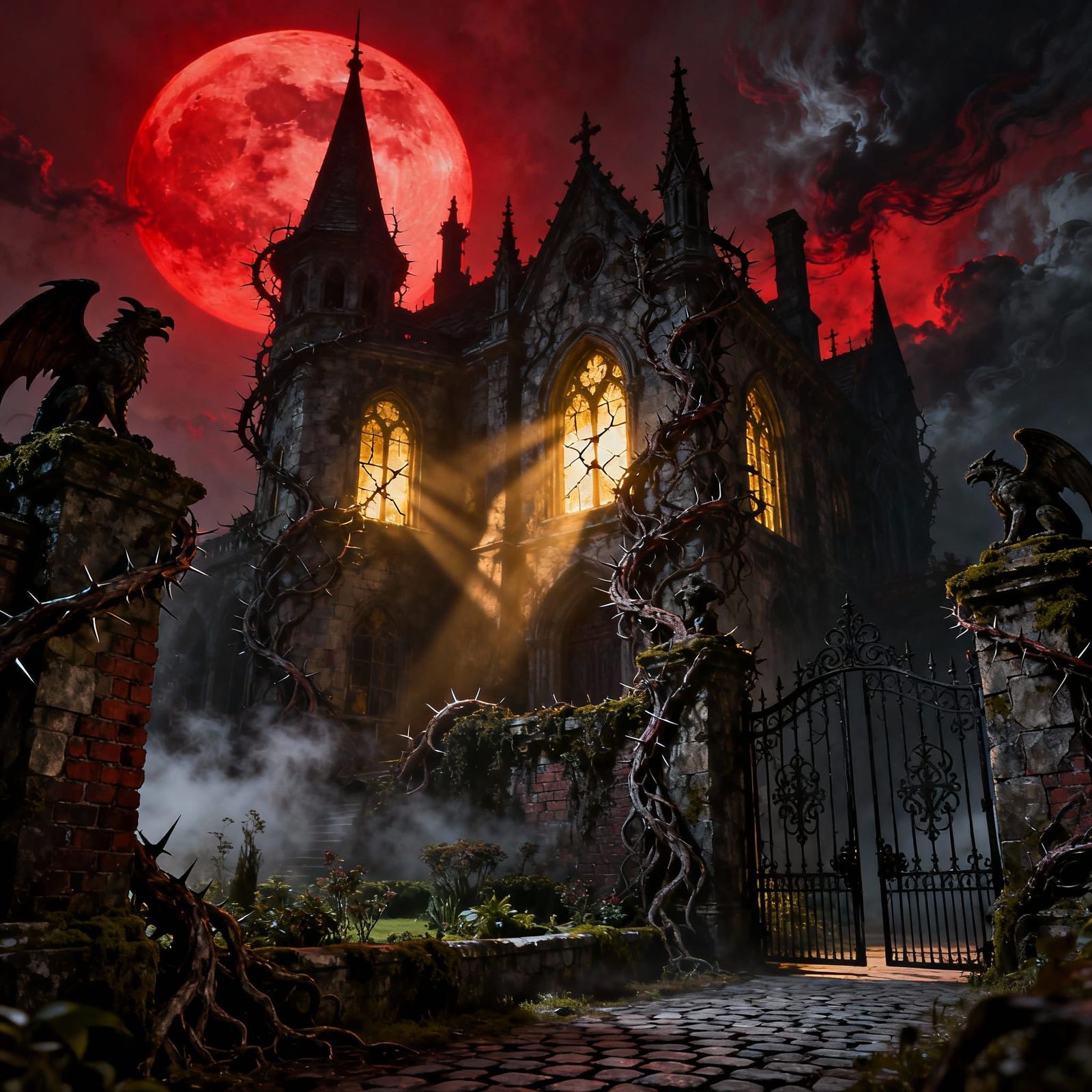 Gothic Mansion by Blood Moon, Dark Fantasy Art