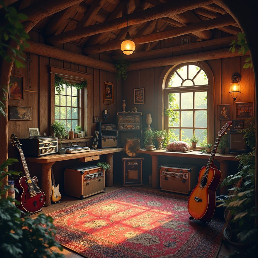 Rustic Music Studio in Whimsical Fantasy World
