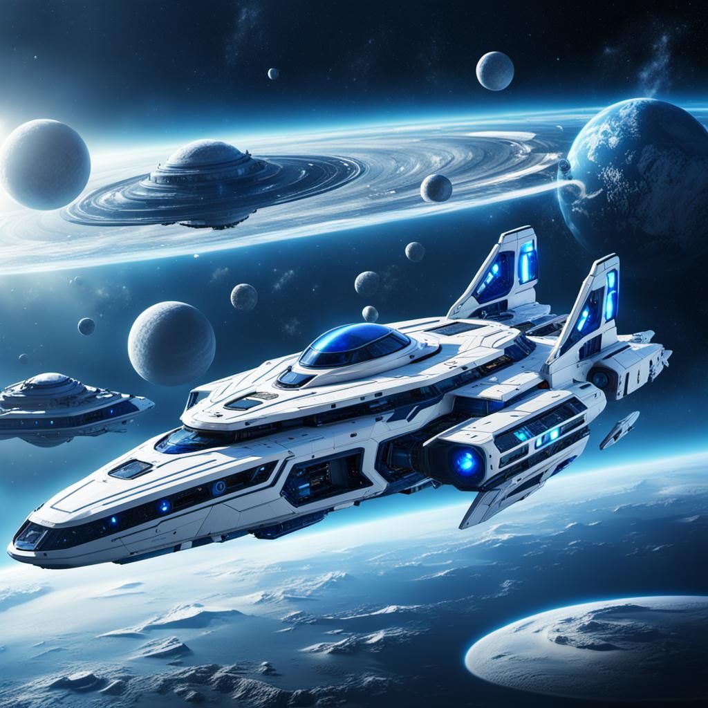 Futuristic Extraterrestrial Space Cruiser in Detailed Matte ...