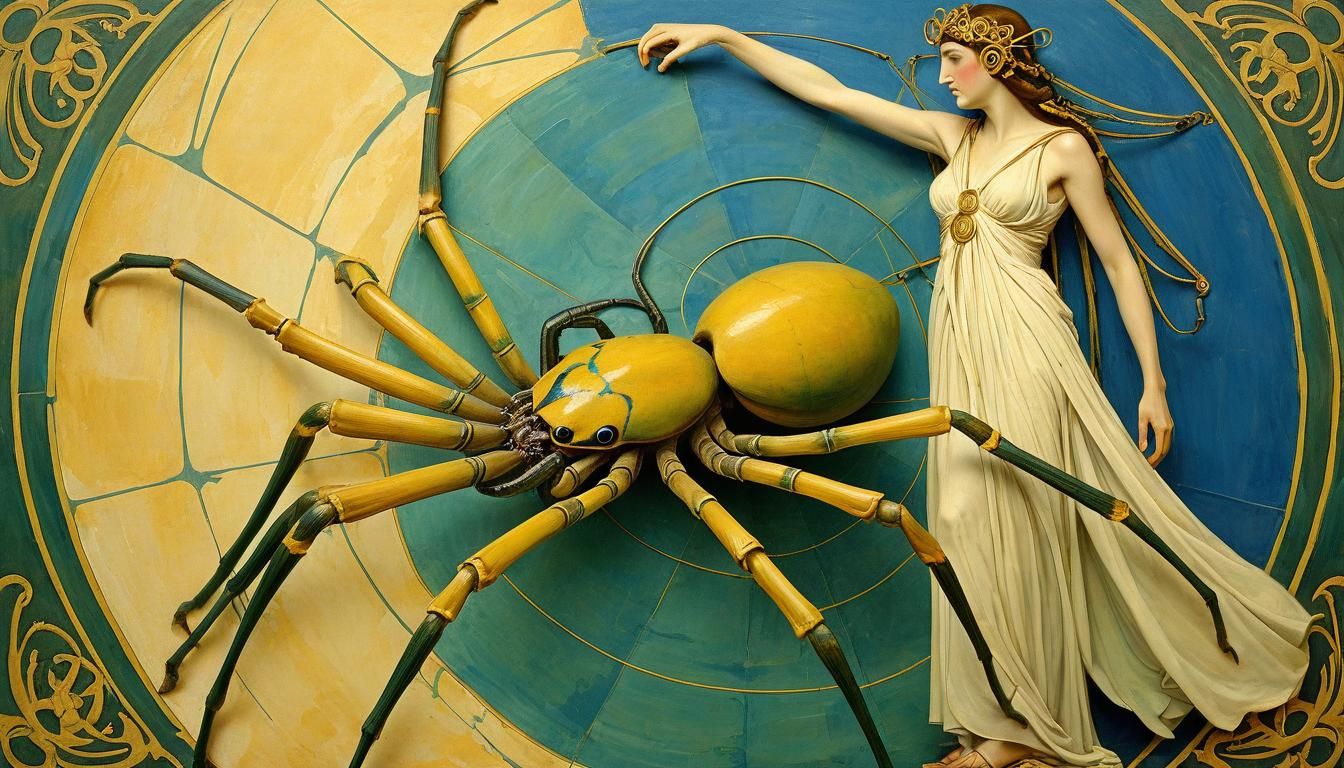 Athena and Arachne: A Vintage Pulp Illustration