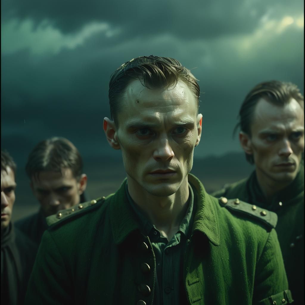 Pale Man with Piercing Gaze as Oil Painting