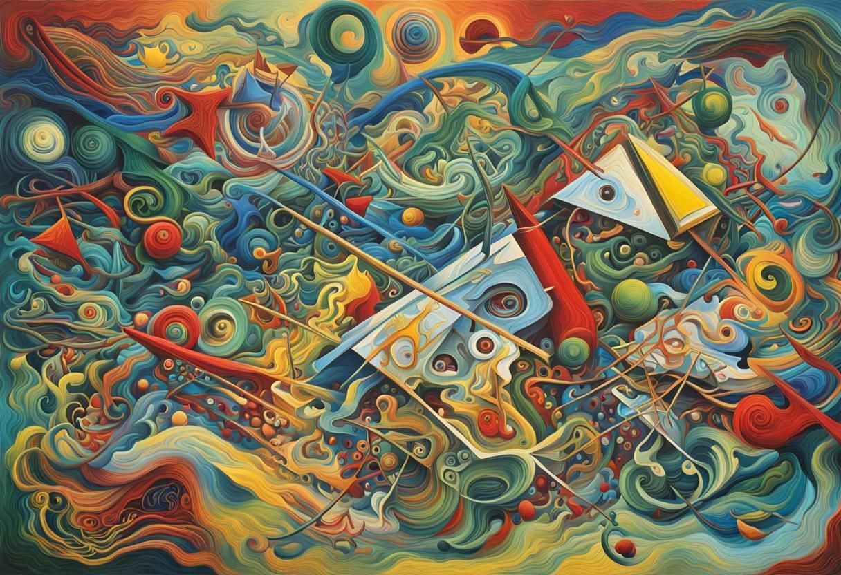 Abstract Collage with Chaotic Lines in Surreal Style