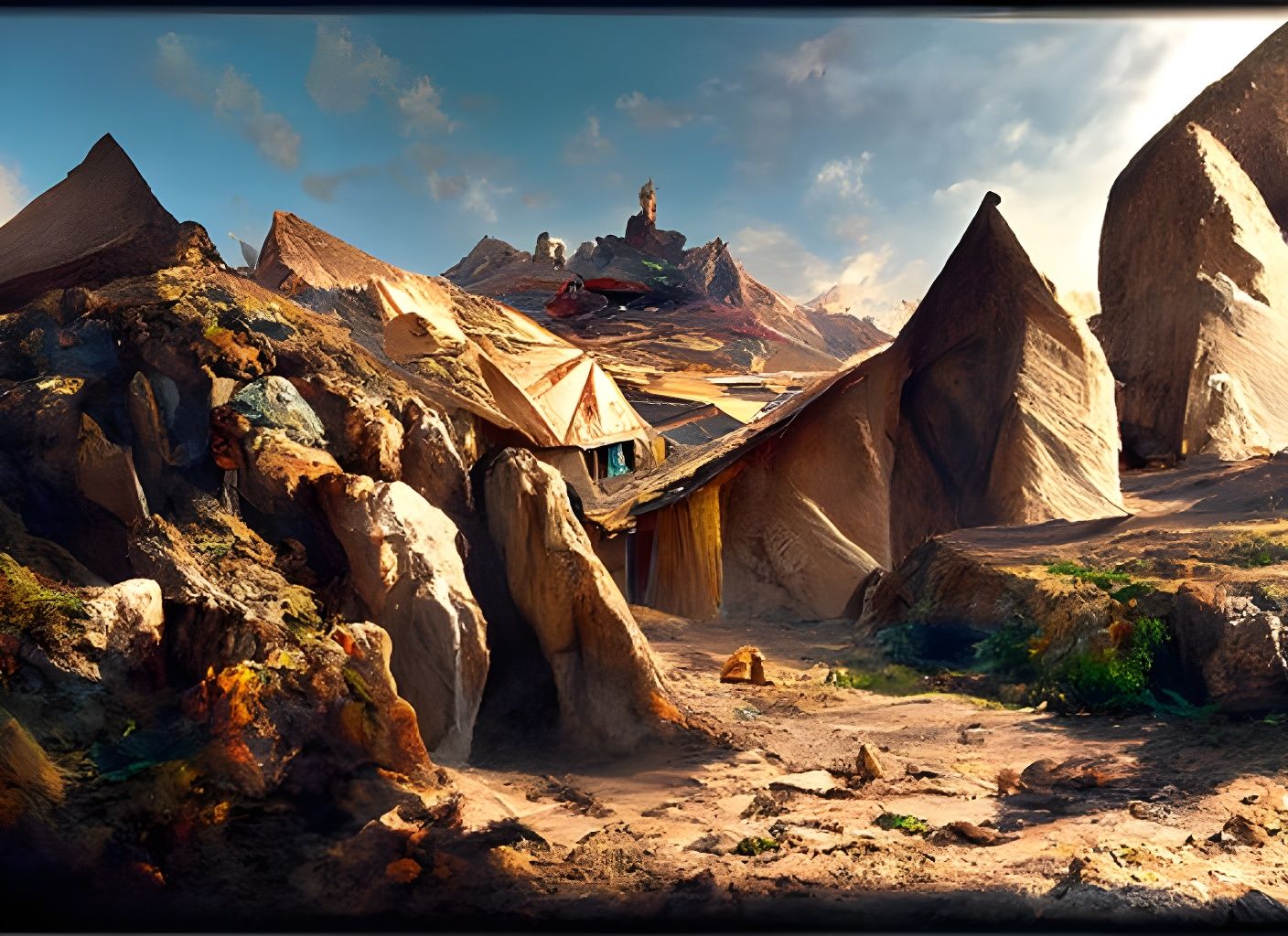 Giza Plateau Oil Painting in Hyper-Realism Style