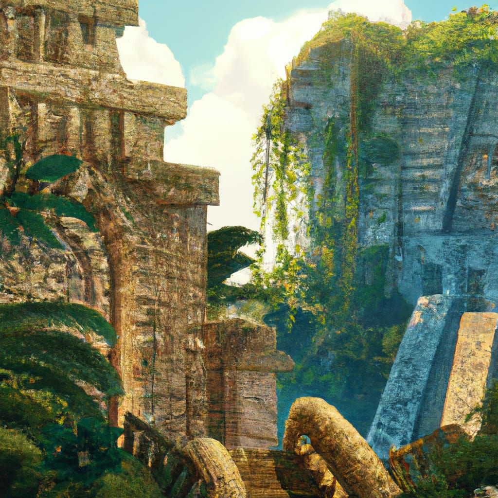 Mayan City in Studio Ghibli Anime Style