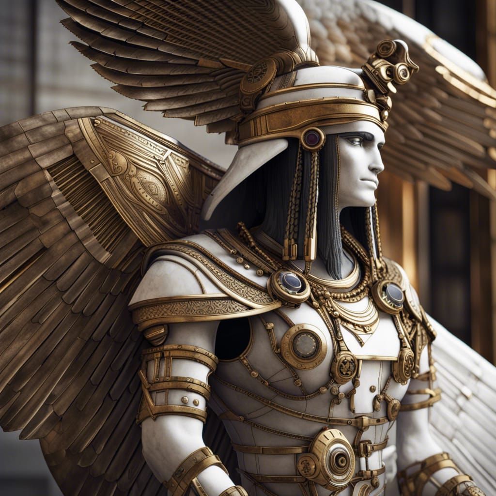 Steampunk Archangel Horus in Ancient Egypt