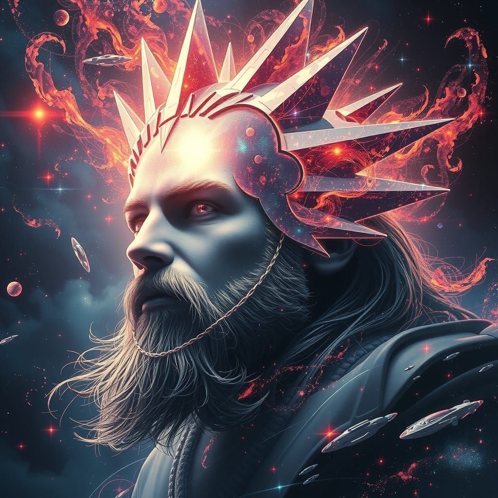 Galactic God Portrait in Cosmic Dust