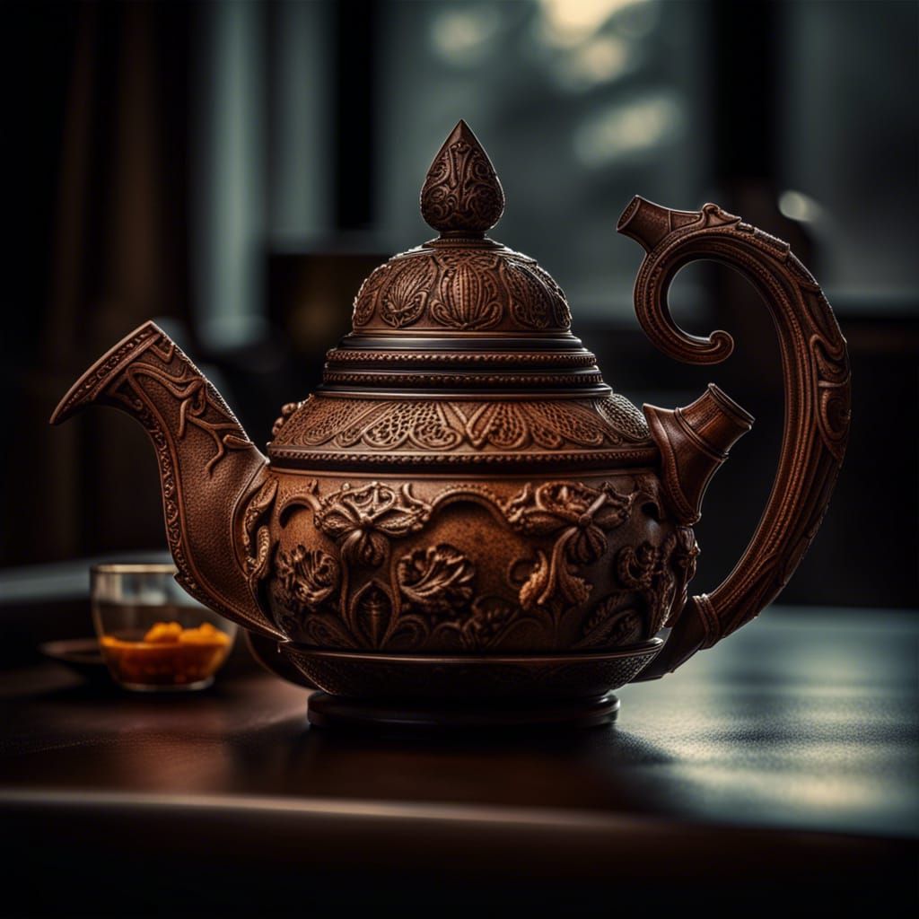 Diablo Style Teapot: Hyperrealistic 64 Megapixel Photograph