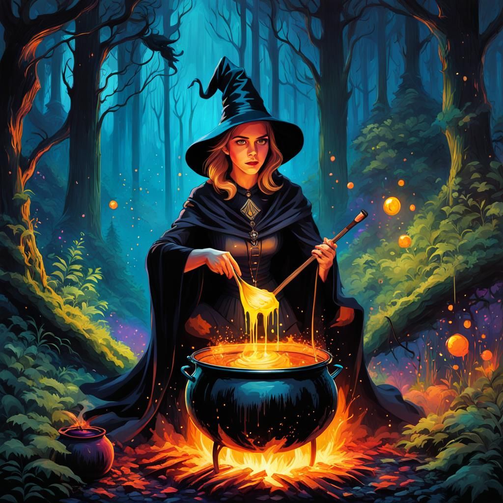 Emma Watson as Fantasy Witch in Graffiti Art