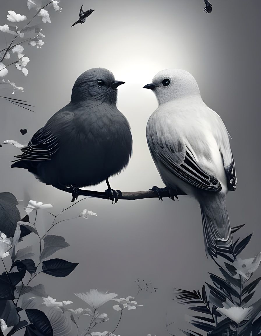 Black & White Love Birds