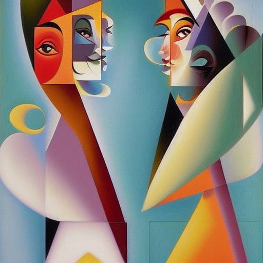 Surreal Girls with Jasmine Flowers, Oil on Canvas