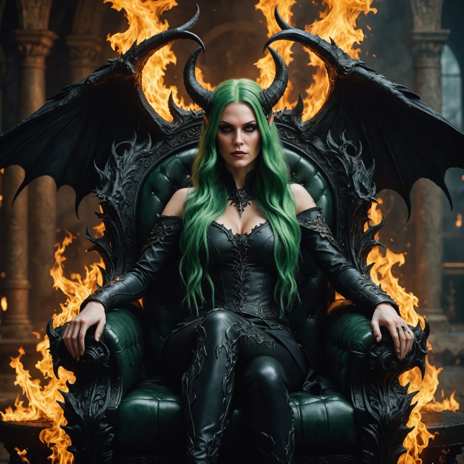 Demon Queen Portrait in Hyperrealistic Style