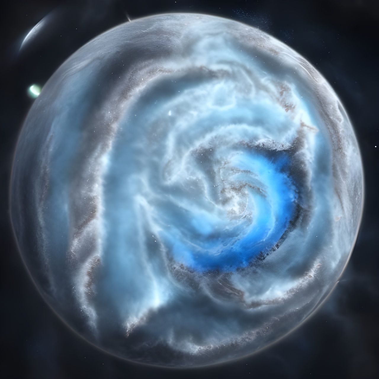 Frozen Ice Planet with Blue Nebulae