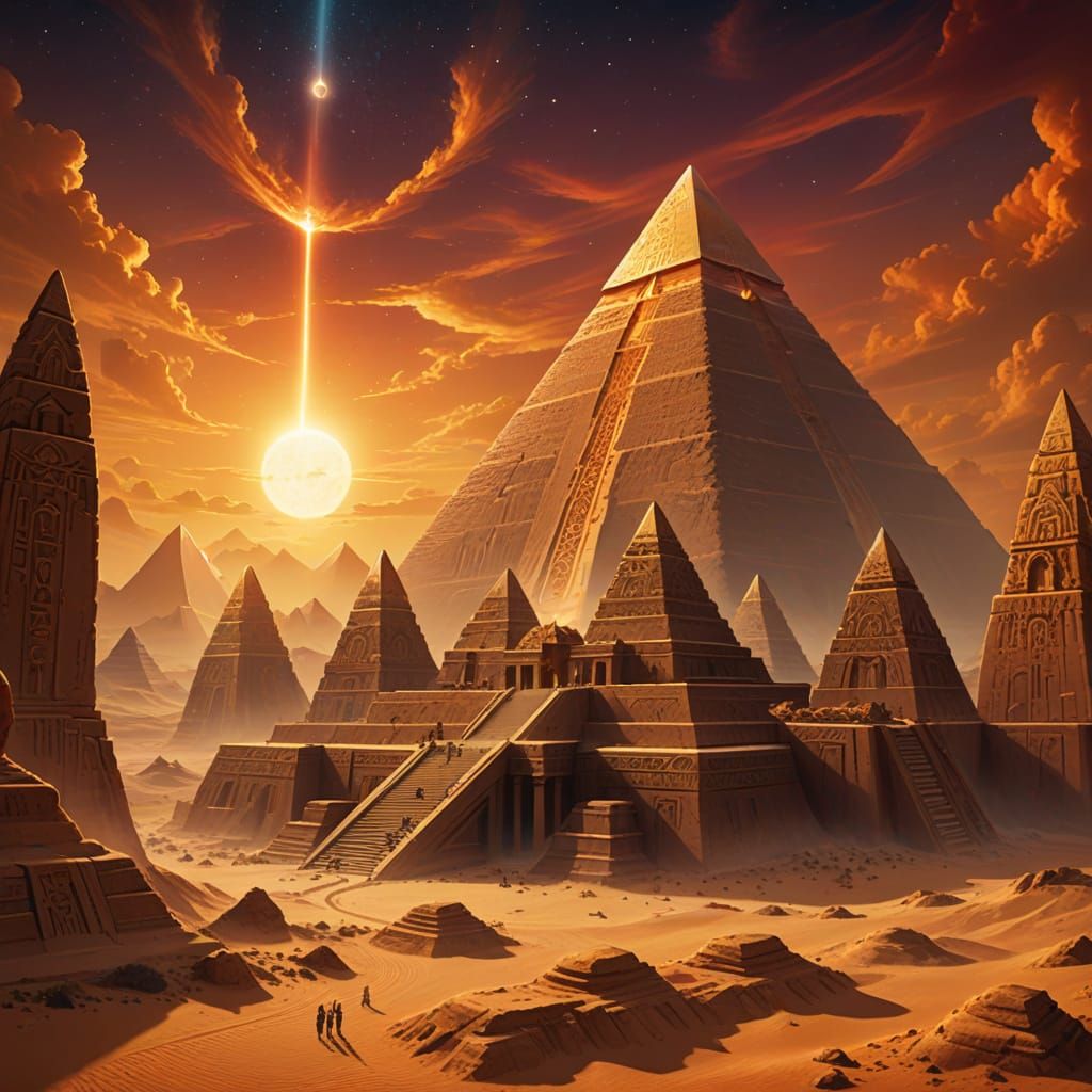 Ancient Sky Temple with Floating Islands of Weathered Sandst...