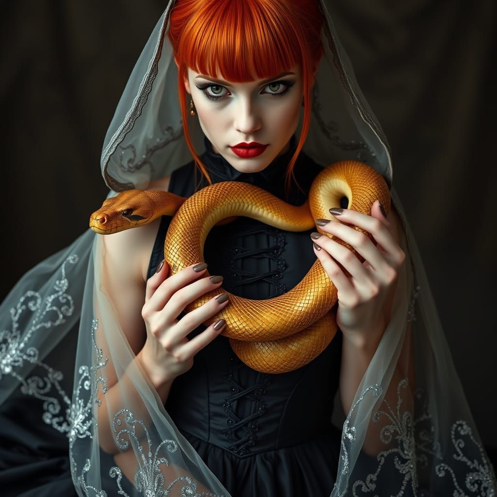 Mystical Enchantress with Golden Serpent