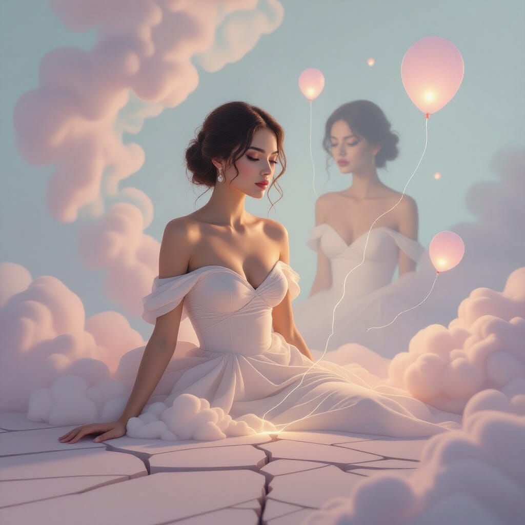 Surreal Portrait of a Woman's Drifting Consciousness