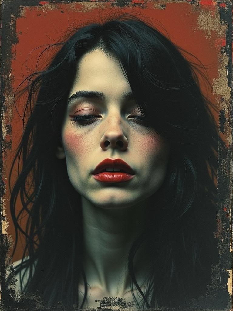 Abstract Portrait of Heartbreak in Velvet Painting Style