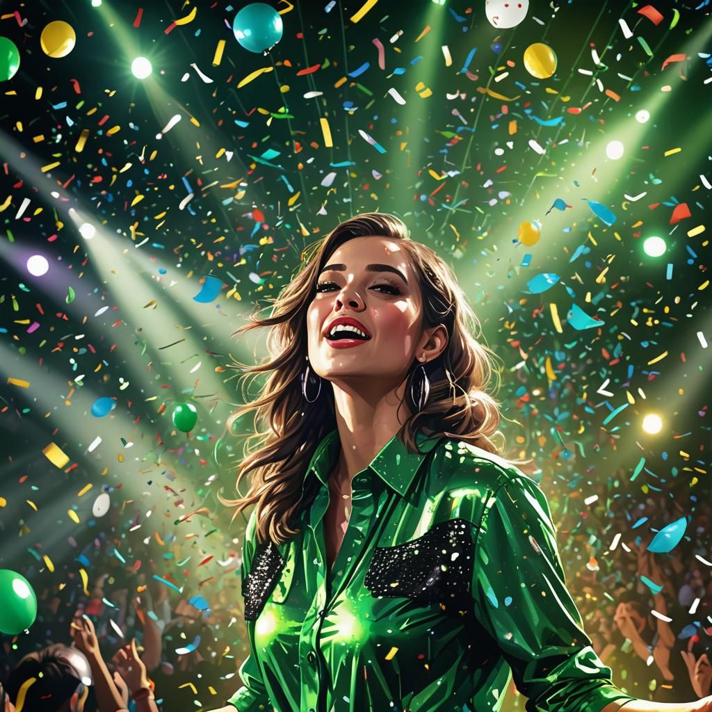 Singer in Green Shirt: Expressive Portrait Art