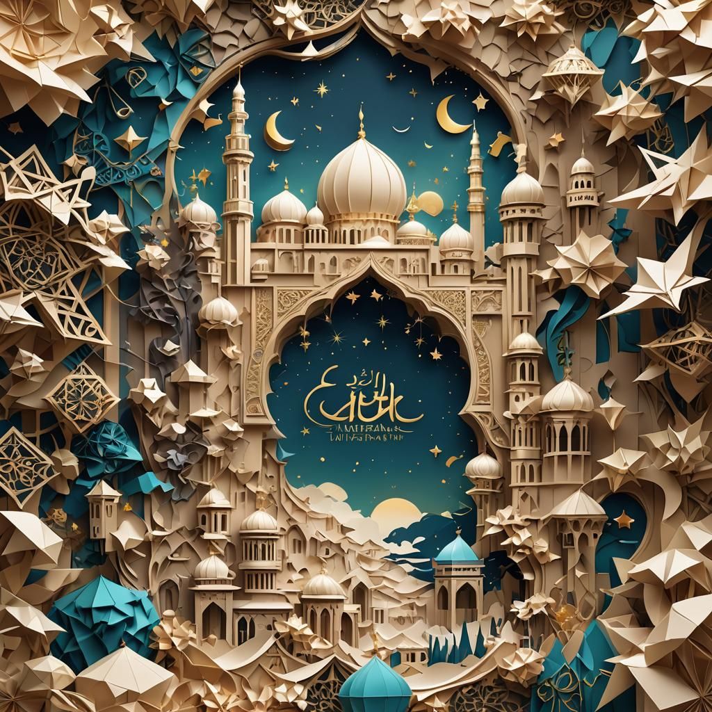 Eid Al-Fitr 2024: 3D Anime Art Card