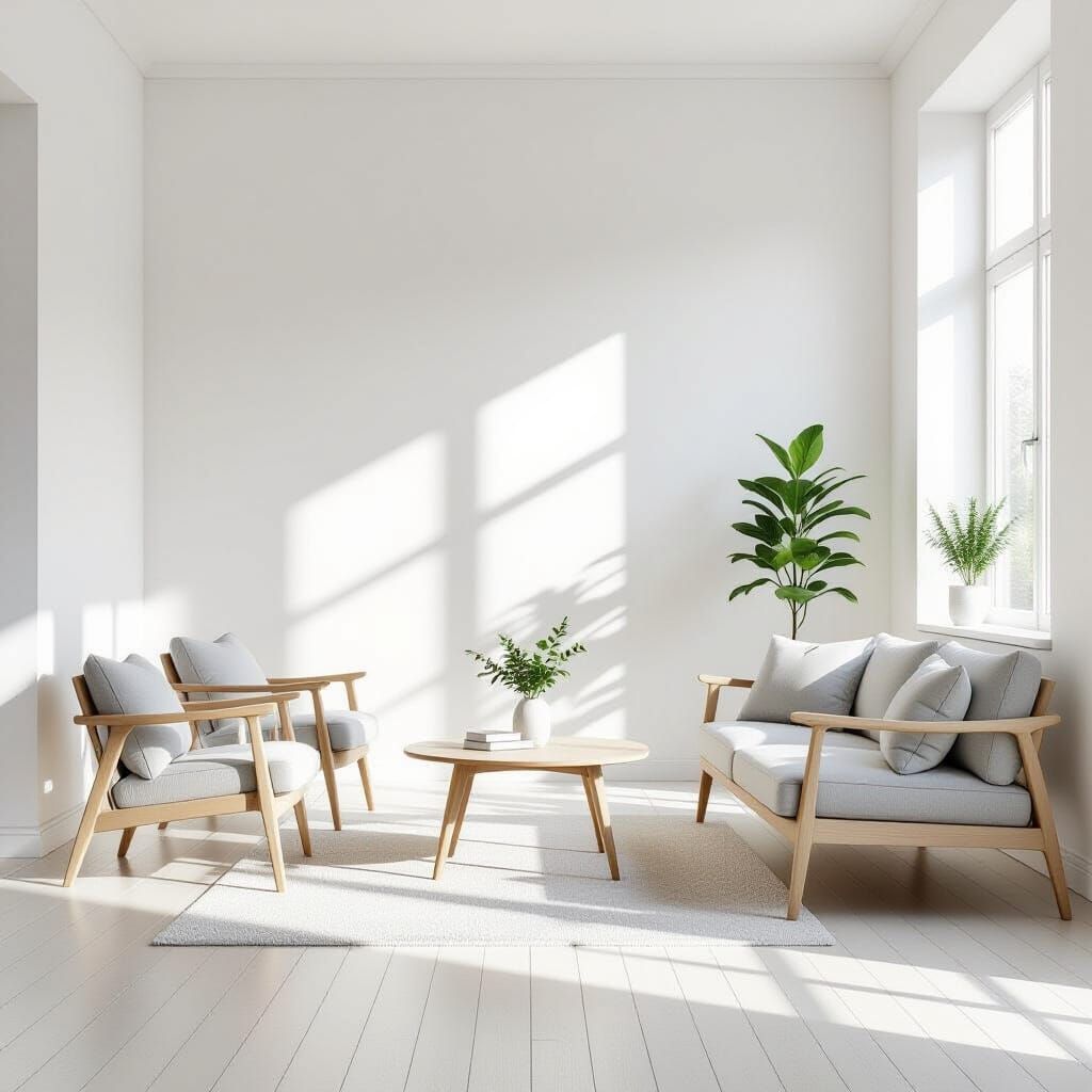 Minimalist Scandinavian Living Room with Soft Sunlight