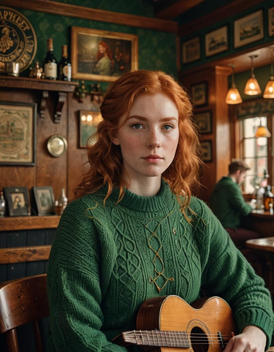 Beautiful Irish Girl in Cozy Pub Setting