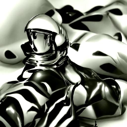 Futuristic Monochrome Spacesuit in Reflective Latex