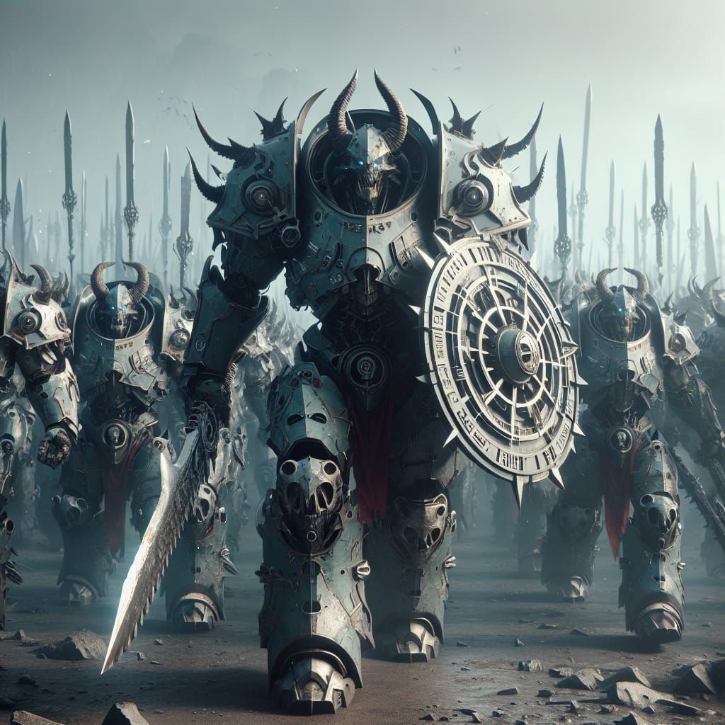 Cybernetic Orc Legionaries March in Formation
