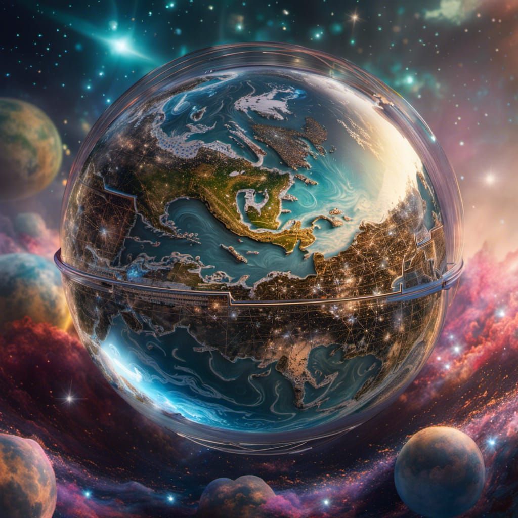 Glass Earth in Space: Fantasycore Digital Art