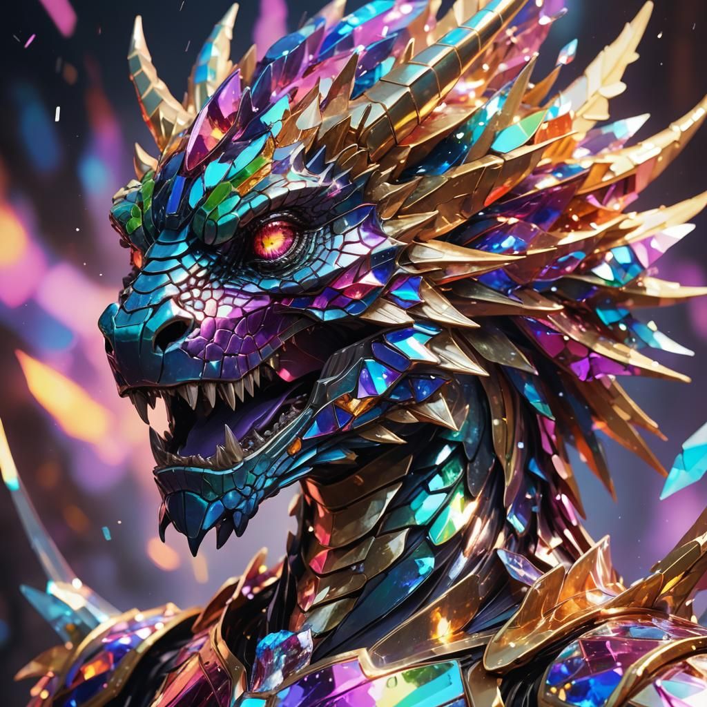 Iridescent Bismuth Dragon Portrait in Unreal Engine 5