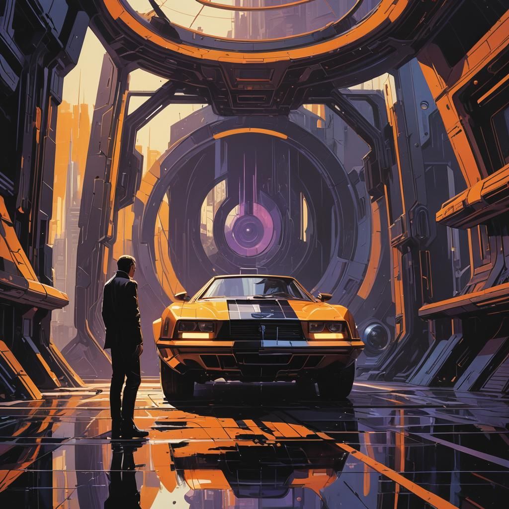 Gothic Sci-Fi Painting in Syd Mead Style