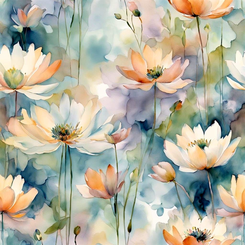 Dreamy Watercolor Blooms in Soft Hues