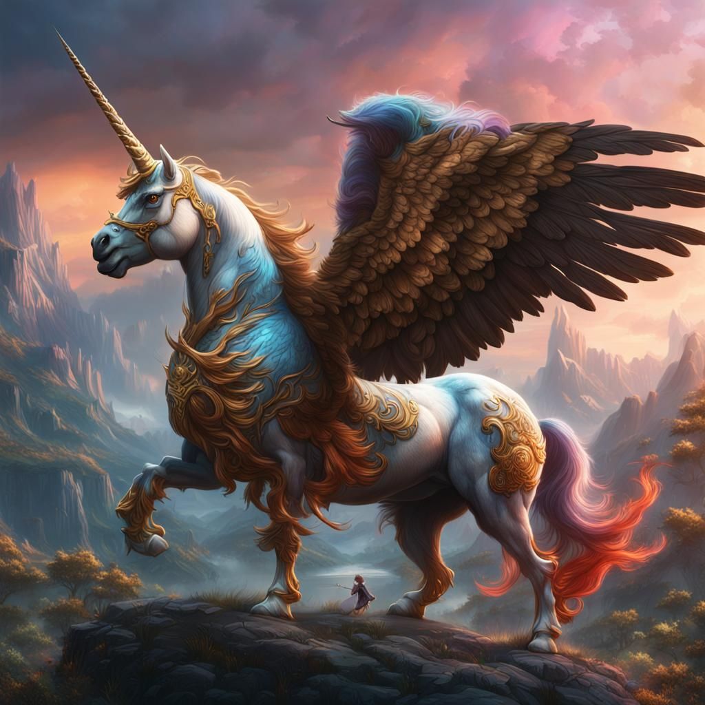 Griffin and Unicorn Fantasy Concept Art