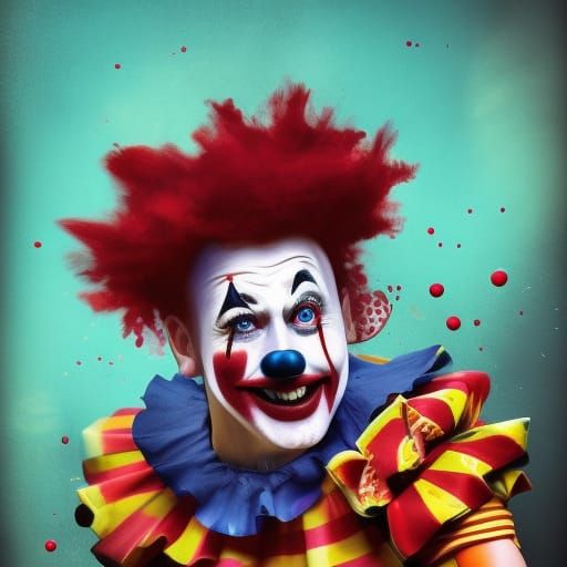 Hyperrealistic Clown in Splash Art Style