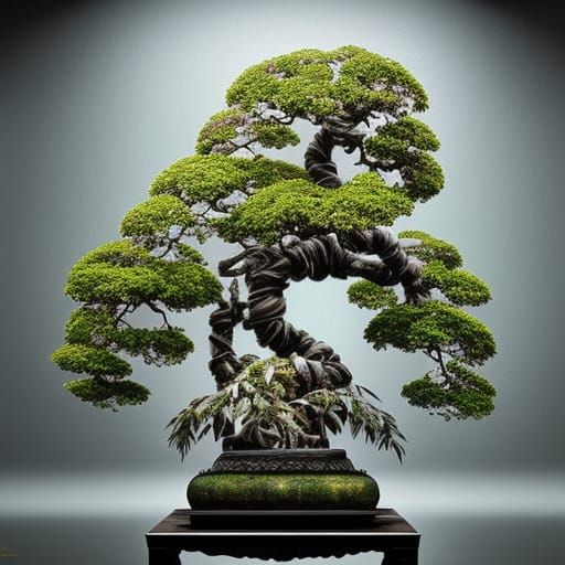 Clockpunk Crystal Bonsai Arboretum as Digital Painting